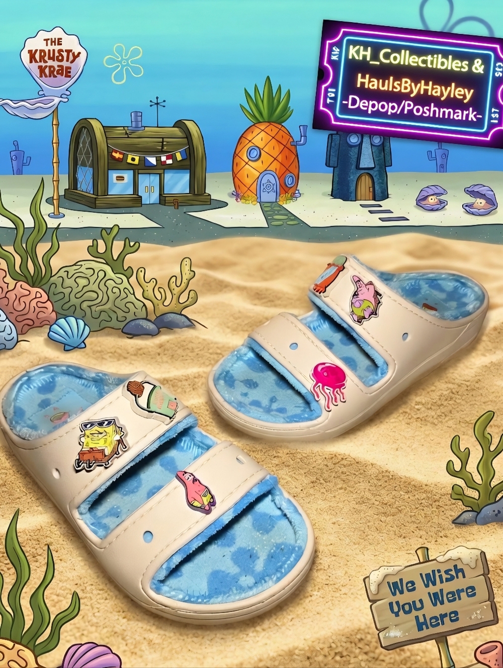 Crocs x SpongeBob SquarePants Goo Lagoon Cozzzy Sandals Bone W8 / M6